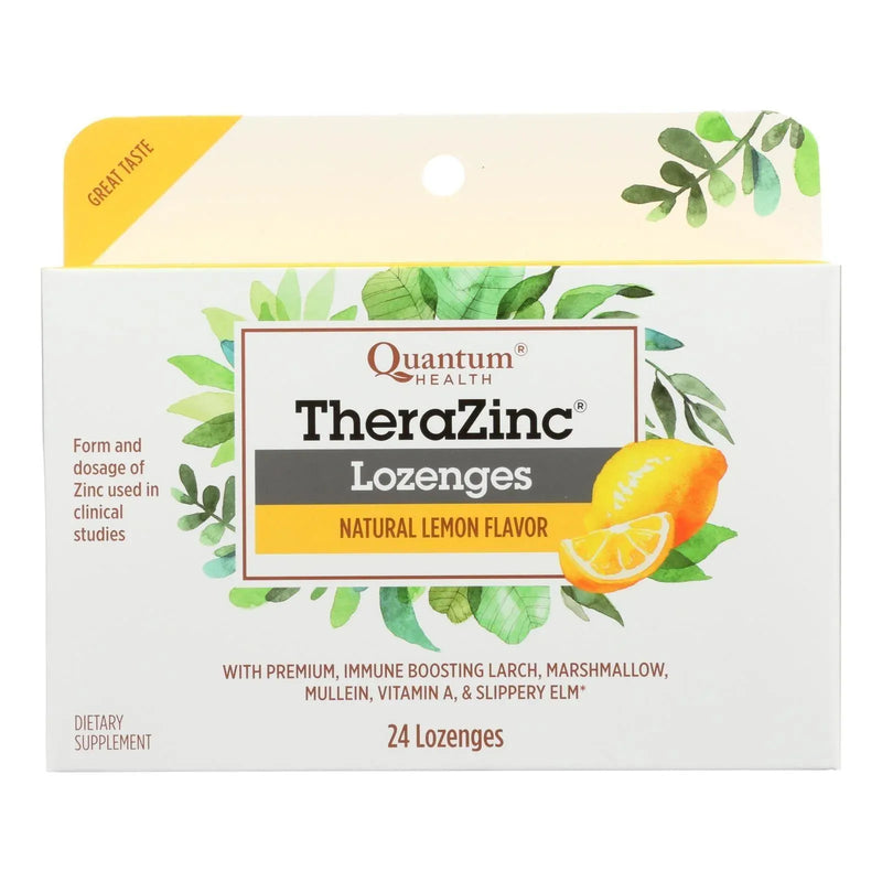An image displaying Quantum Therazinc Cold Season Plus Lozenges Lemon - 14 Mg - 24 Lozenges by Quantum Research
