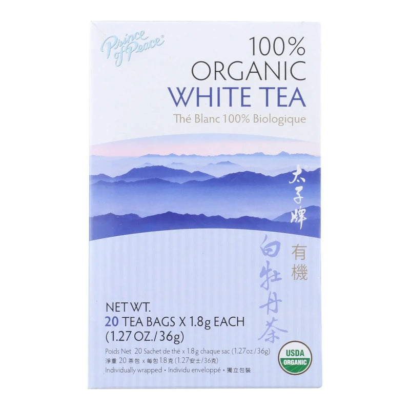An image displaying Prince Of Peace Organic Premium Peony White Tea - 20 Tea Bags by Prince Of Peace