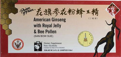An image displaying Prince Of Peace American Ginseng Extract - Royal Jelly Bee Pollen - 10 Cc - 10 Count by Prince Of Peace