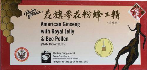 An image displaying Prince Of Peace American Ginseng Extract - Royal Jelly Bee Pollen - 10 Cc - 10 Count by Prince Of Peace