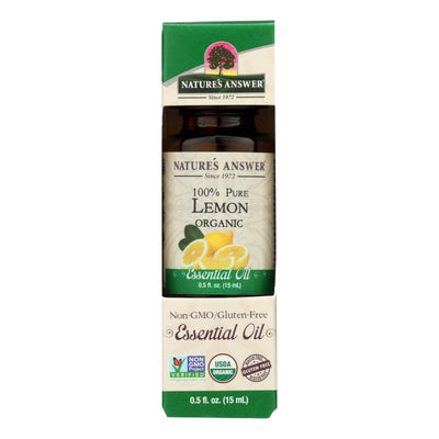 An image displaying Nature's Answer - Organic Essential Oil - Lemon - 0.5 Ounce by Nature's Answer