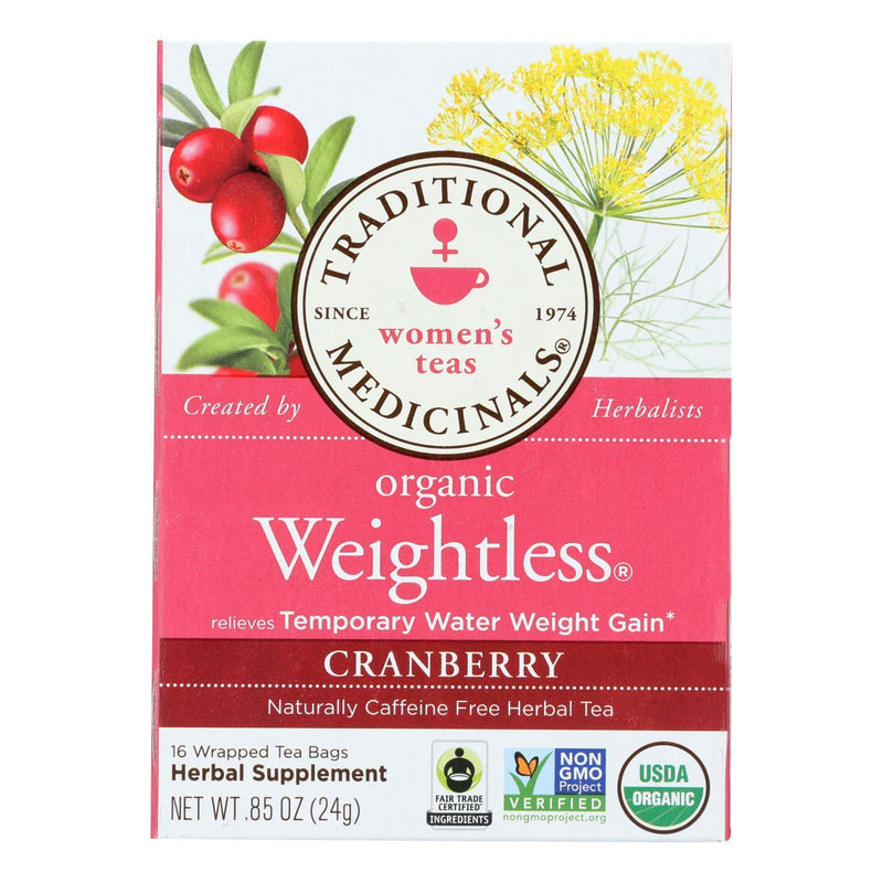 Traditional Medicinals Organic Weightless Cranberry Herbal Tea - 16 Tea Bags - Case Of 6 - Orca Market