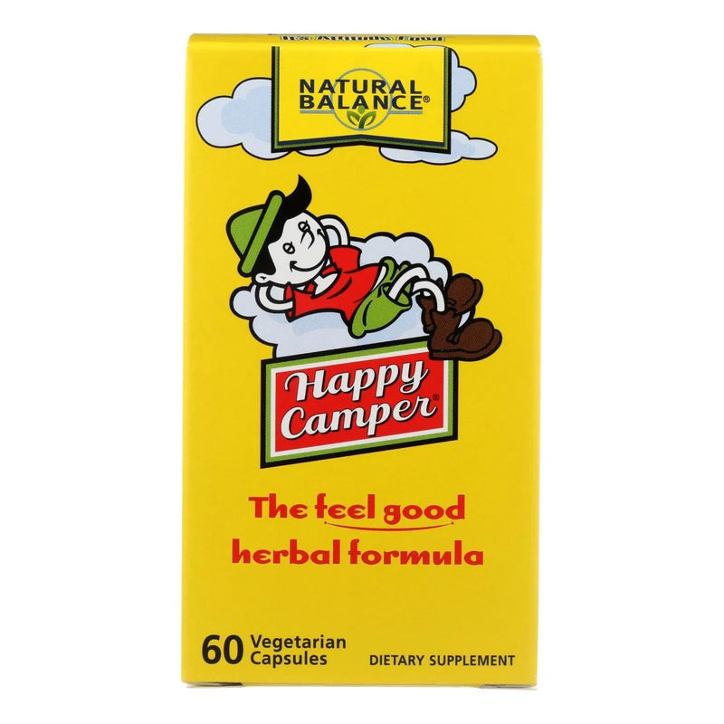 An image displaying Natural Balance Happy Camper - 60 Vegetarian Capsules by Natural Balance