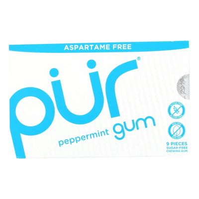 An image displaying Pur Gum - Peppermint - Aspartame Free - 9 Pieces - 12.6 G - Case Of 12 by Pur Gum