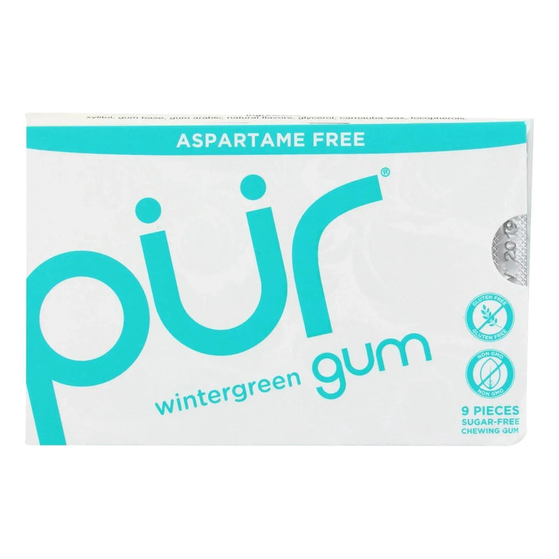 An image displaying Pur Gum - Wintergreen - Aspartame Free - 9 Pieces - 12.6 G - Case Of 12 by Pur Gum