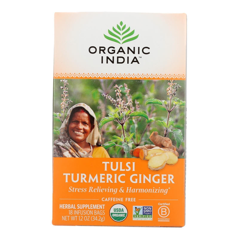 Organic India Tea - Organic - Tulsi - Turmeric Ginger - 18 Bags - Case Of 6 - Orca Market