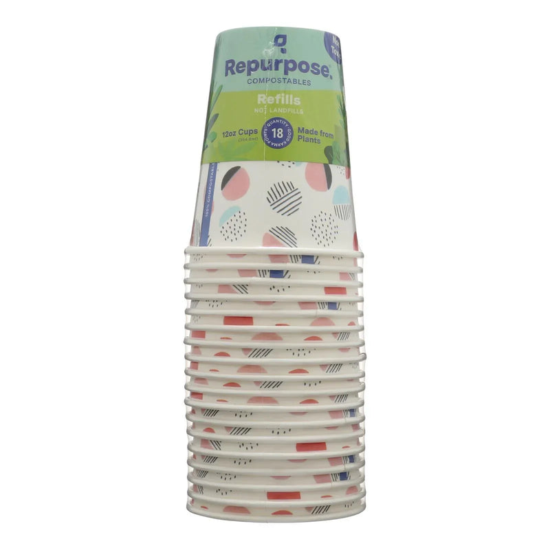An image displaying Repurpose - Cups Compostable 12 Ounce - Case Of 12 - 18 Count by Repurpose