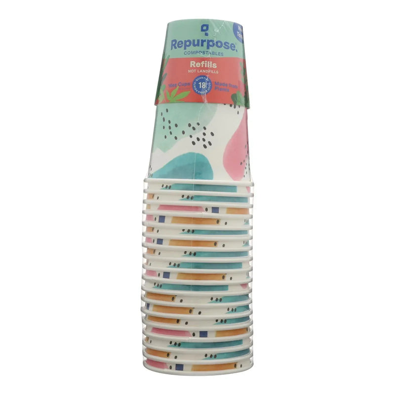 An image displaying Repurpose - Cups Compostable 16 Ounce - Case Of 12 - 18 Count by Repurpose