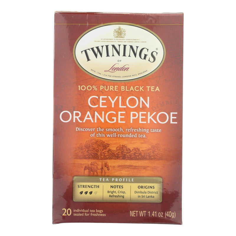 Twinings Tea Black Tea - Ceylon Orange Pekoe - Case Of 6 - 20 Bags - Orca Market