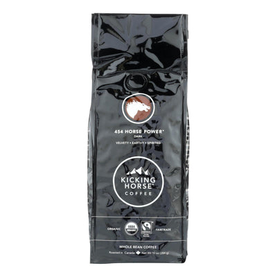 Kicking Horse Coffee - Organic - Whole Bean - 454 Horse Power - Dark Roast - 10 Oz - Case Of 6 - Orca Market