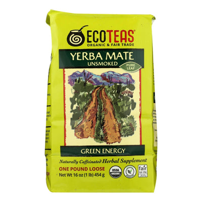 Ecoteas Organic Yerba Mate Unsmoked Green Energy Loose Tea - Case Of 6 - 1 Lb. - Orca Market