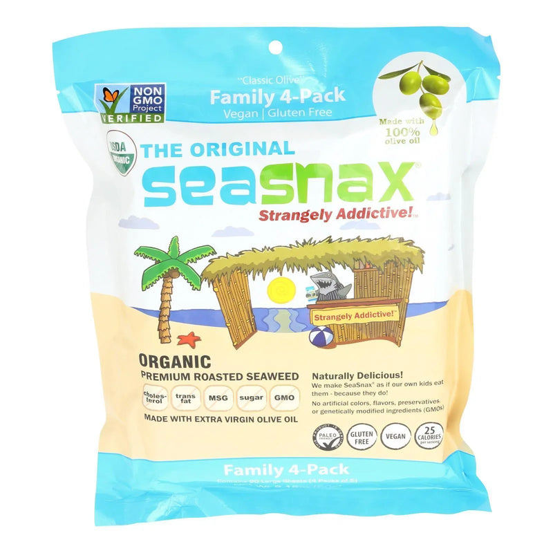 An image displaying Seasnax Organic Premium Roasted Seaweed Snack - Original - Case Of 4 - 2.16 Ounce by Seasnax