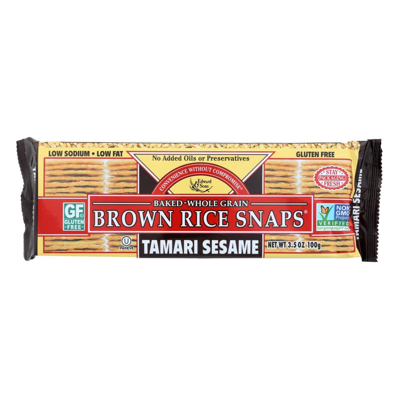 Edward And Sons Brown Rice Snaps - Tamari Sesame - Case Of 12 - 3.5 Oz. - Orca Market