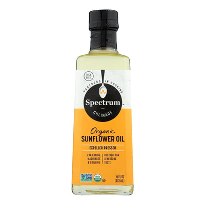 An image displaying Spectrum Naturals High Heat Refined Organic Sunflower Oil - Case Of 12 - 16 Ounce by Spectrum Naturals