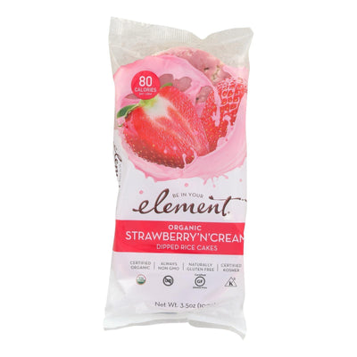 Element Organic Dipped Rice Cakes - Strawberry'n'cream - Case Of 6 - 3.5 Oz - Orca Market