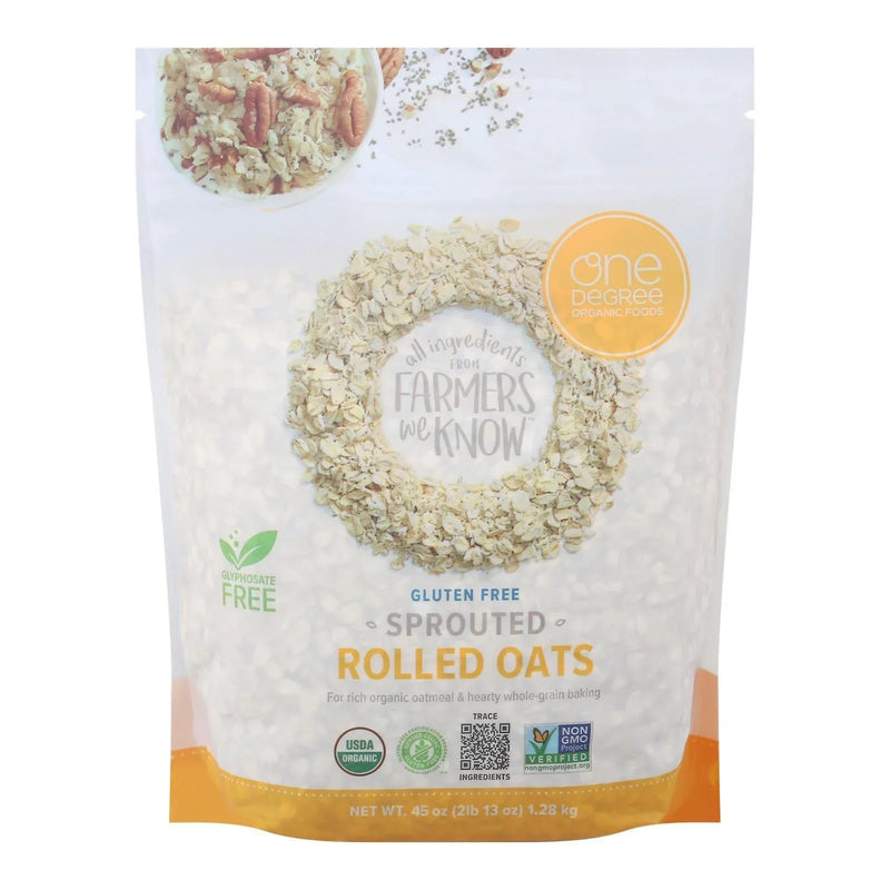 An image displaying One Degree Organic Foods - Sprouted Oats Rolled - Case Of 4 - 45 Ounce by One Degree Organic Foods