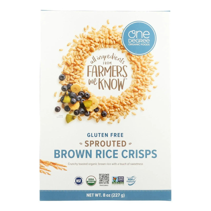 An image displaying One Degree Organic Foods Sprouted Brown Rice - Crisps Cereal - Case Of 6 - 8 Ounce by One Degree Organic Foods