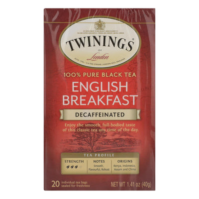 Twinings Tea Breakfast Tea - English Decaffeinated - Case Of 6 - 20 Bags - Orca Market