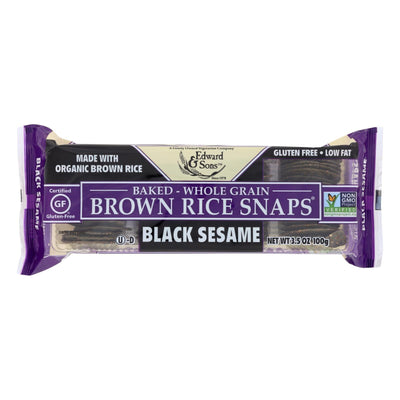 Edward And Sons Brown Rice Snaps - Black Sesame - Case Of 12 - 3.5 Oz. - Orca Market