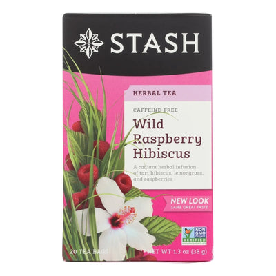 An image displaying Stash Tea Hibiscus Herbal?tea - Wild Raspberry - Case Of 6 - 20 Bags by Stash Tea