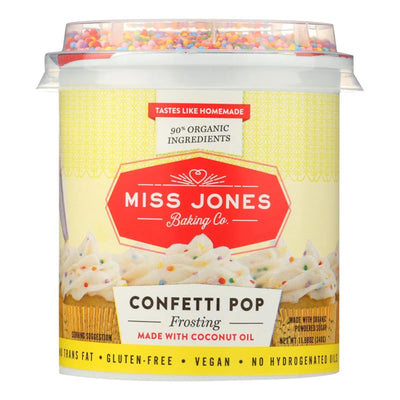 An image displaying Miss Jones Baking Co. Confetti Pop Frosting - Case Of 6 - 11.98 Ounce by Miss Jones Baking Co