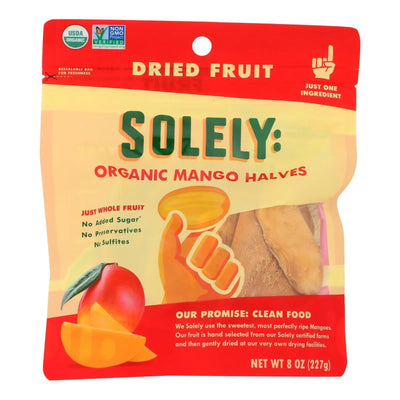 An image displaying Solely - Dried Fruit Organic Mango Halves - Case Of 6-8 Ounce by Solely