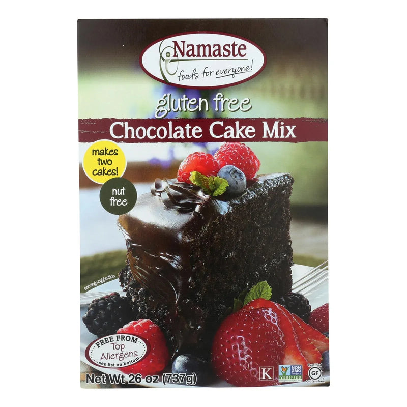 An image displaying Namaste Foods Chocolate Cake - Mix - Case Of 6 - 26 Ounce by Namaste Foods