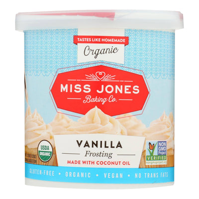 An image displaying Miss Jones Baking Organic Frosting - Vanilla Buttercream - Case Of 6 - 320 Gram by Miss Jones Baking Co