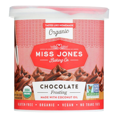 An image displaying Miss Jones Organic Chocolate Frosting - Case Of 6 - 320 Grm by Miss Jones Baking Co