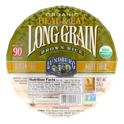 Lundberg Family Farms Organic Long Grain Brown Rice - Case Of 12 - 7.4 Oz. - Orca Market