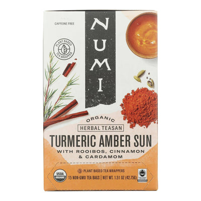 An image displaying Numi Tea - Tea Turmeric Amber Sun - Case Of 6-15 Bag by Numi