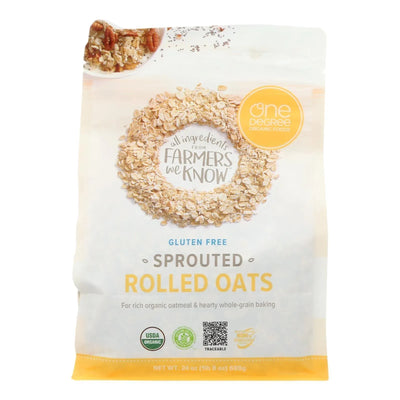 An image displaying One Degree Organic Foods Organic Rolled Oats - Sprouted - Case Of 4 - 24 Ounce by One Degree Organic Foods