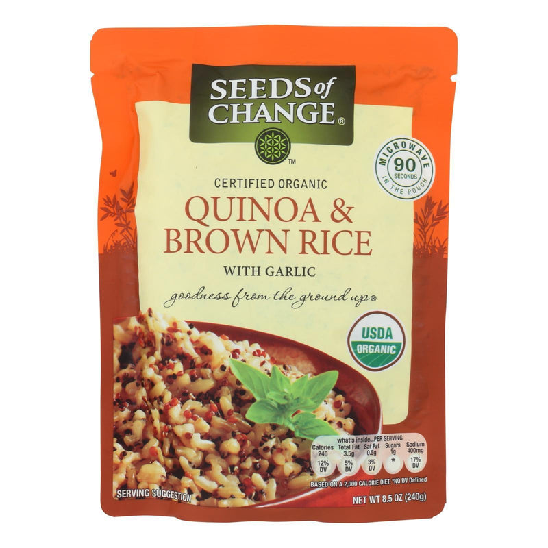 Seeds Of Change Organic Quinoa And Brown Rice With Garlic - Case Of 12 - 8.5 Oz. - Orca Market