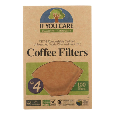 If You Care #4 Cone Coffee Filters - Brown - Case Of 12 - 100 Count - Orca Market