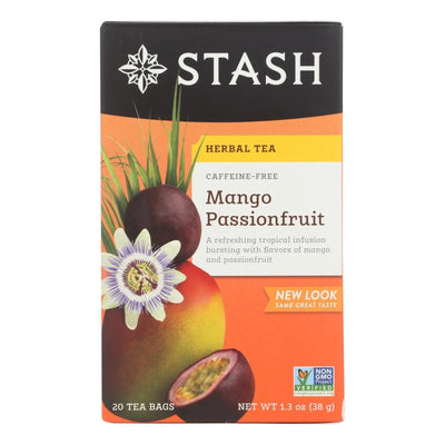 An image displaying Stash Tea Passionfruit Herbal?tea - Mango - Case Of 6 - 20 Count by Stash Tea