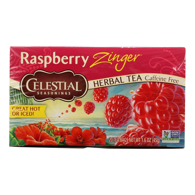 Celestial Seasonings Herbal Tea Caffeine Free Raspberry Zinger - 20 Tea Bags - Case Of 6 - Orca Market