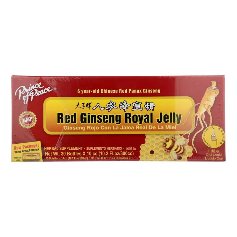 An image displaying Prince Of Peace Red Ginseng - Royal Jelly - 10 Cc - 30 Count by Prince Of Peace