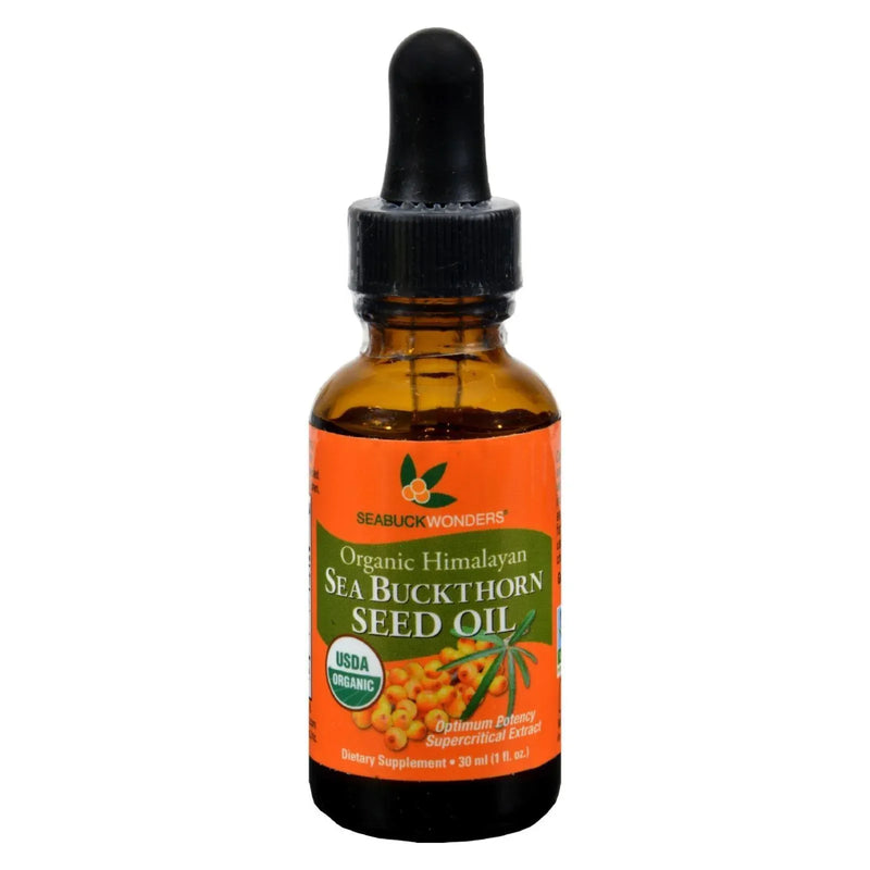 An image displaying Seabuck Wonders Organic Himalayan Seabuckthorn Seed Oil - 1 Ounce by Seabuck Wonders